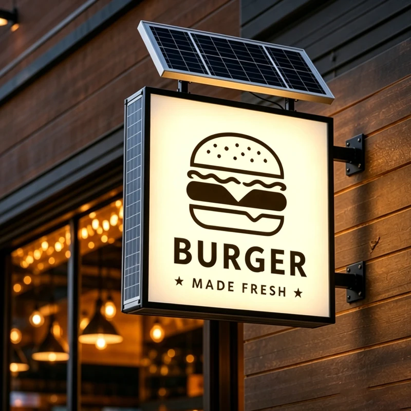 Custom Solar Powered LED Light Box Outdoor Double Sided Lightbox Waterproof Acrylic Wall Hanging Lightboxes Business Signs