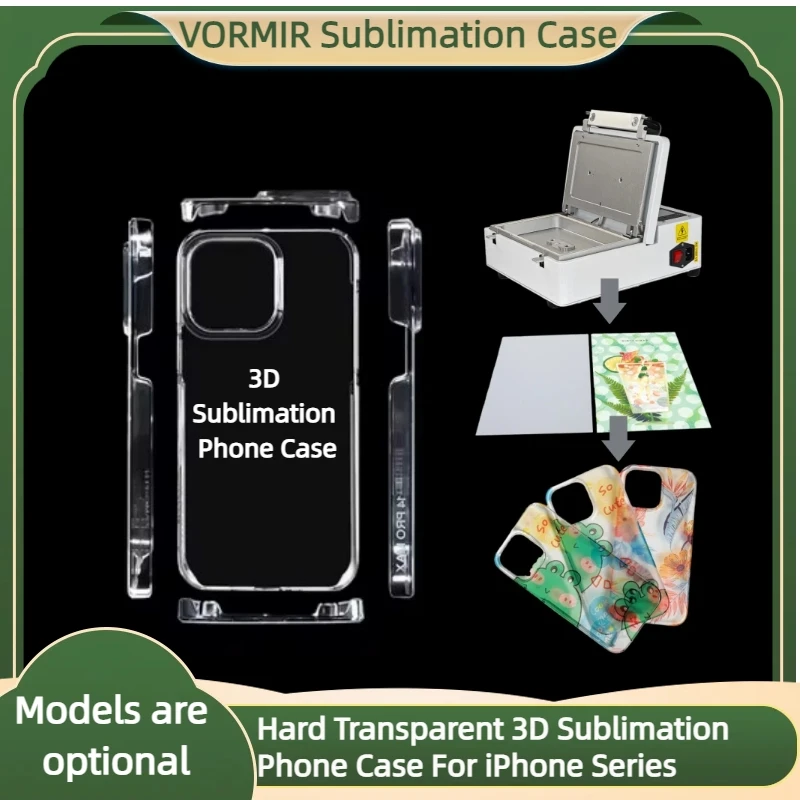 

10pcs Transparent Hard 3D Sublimation Phone Case Eco-friendly Materials Clear Shockproof Accessories Anti-fingerprint For iPhone