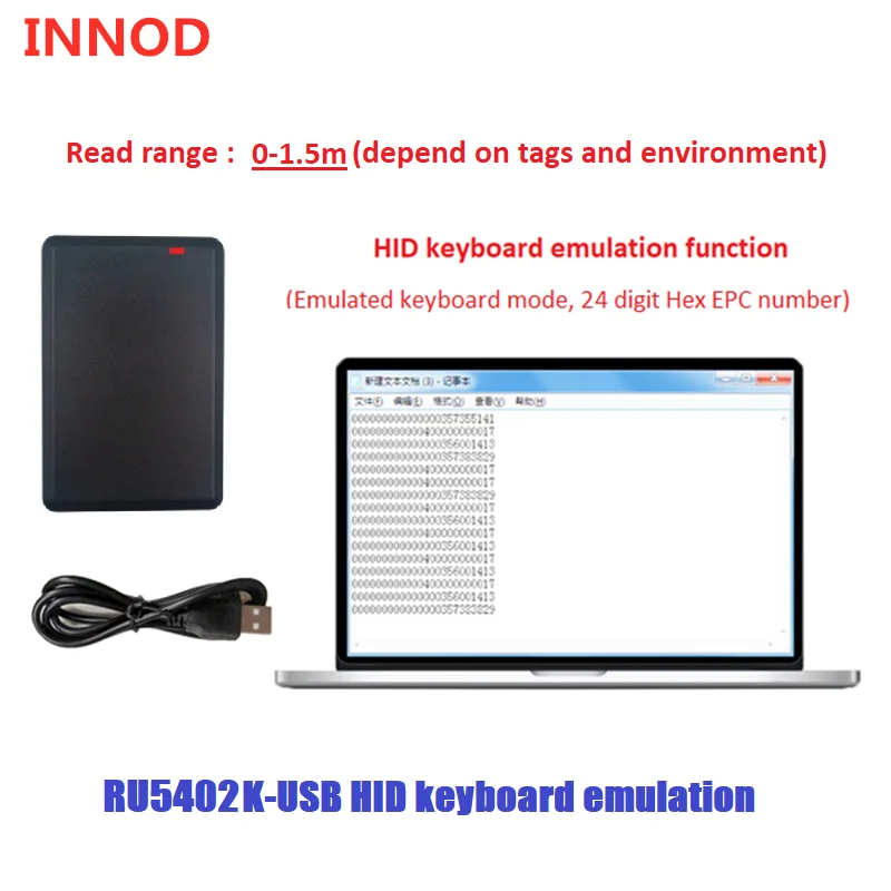 Imagem -04 - Gravador de Leitor Rfid Usb Uhf Alcance 01.5m Protocolo Iso18000 6c Desktop Sdk Gratuito Copiadora Uhf para Cartão Rfid Epc Gen2