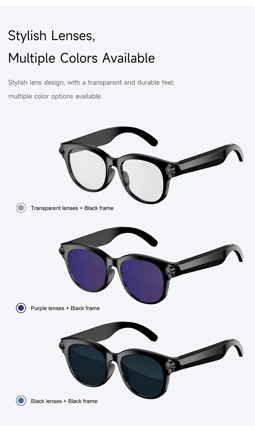 Lenovo ThinkPlus AI Smart-Brille mit Übersetzungsfunktion, Bluetooth, Sprachaufzeichnung, Musikwiedergabe – intelligente Sonnenbrille für Damen und Herren. – Detail 18
