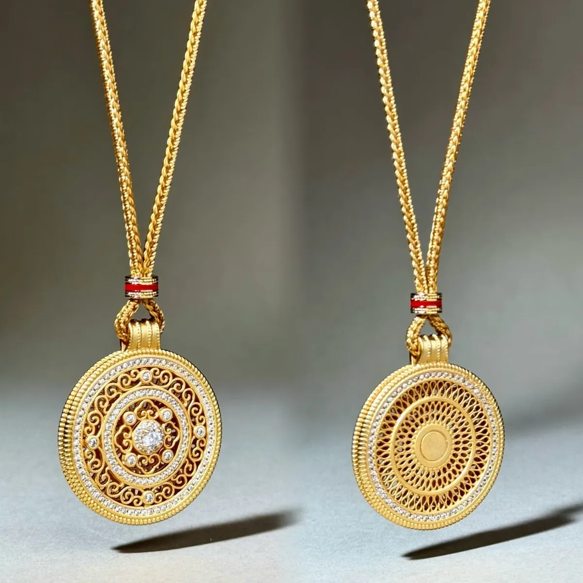 Ancient Method Eight Treasures Compass Pendant Necklace Women's Sweater Chain Adjustable Rope Beaded Chain