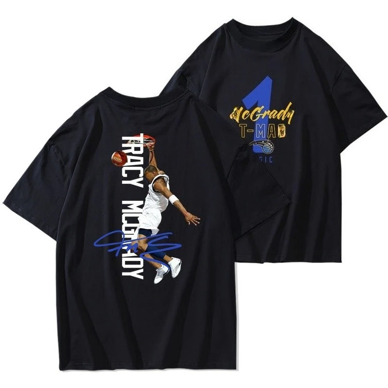 

Basketball Maddie Slam Dunk Short Sleeve T-Shirt Men and Women Summer Couple Double Sided Cotton Printing Loose Tide Summer