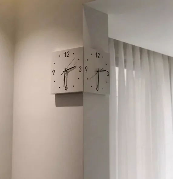 Double Sided Corner Wall Clock, Modern Minimalist No Punching Design for Living Room Corner Decoration view 4