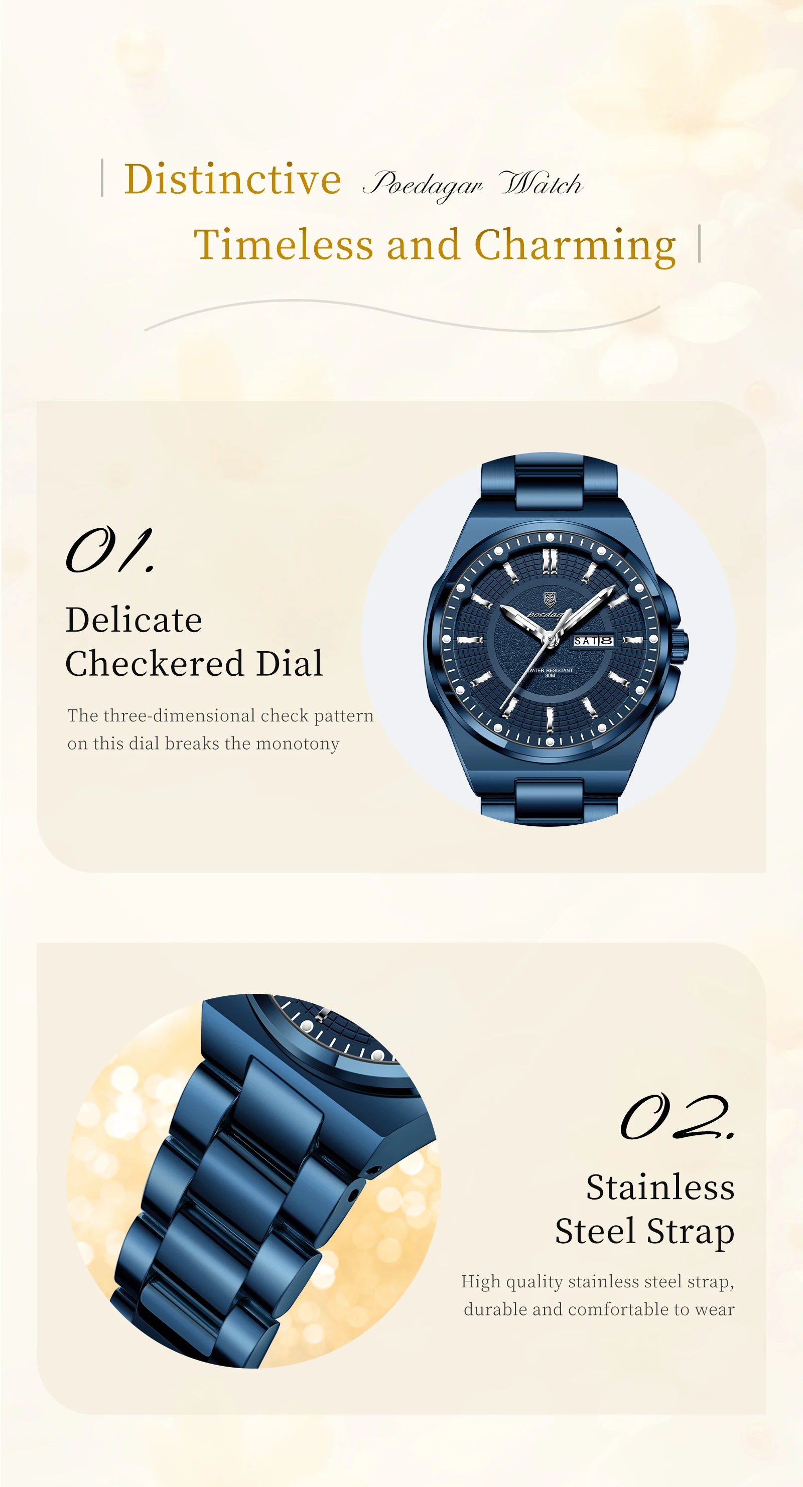 POEDAGAR Modemarke Damenuhr Leuchtend Wasserdicht Business Damen Armbanduhr mit Wochentag und Datum Elegante Quarz Damenuhren Reloj – Detail 9
