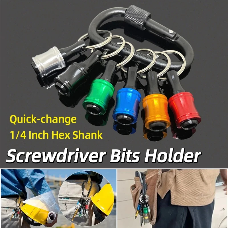 6pc Color Keychain Quick Change Extension Rod 1/4 Hexagonal Handle Screwdriver Head Quick Release Sleeve Conversion Rod Tool Set