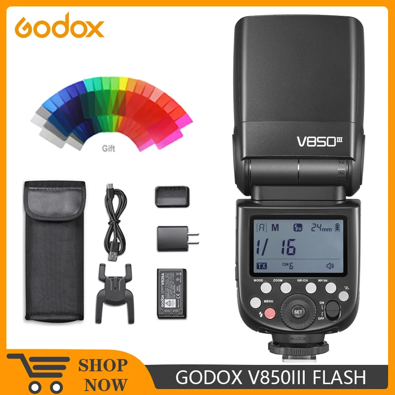 

GODOX V850III 76W HSS Speedlite 2600mAh Li-ion Battery 2.4G 1/8000s Flash GN60 for Camera Canon Nikon Sony Pentax Olympus Fuji