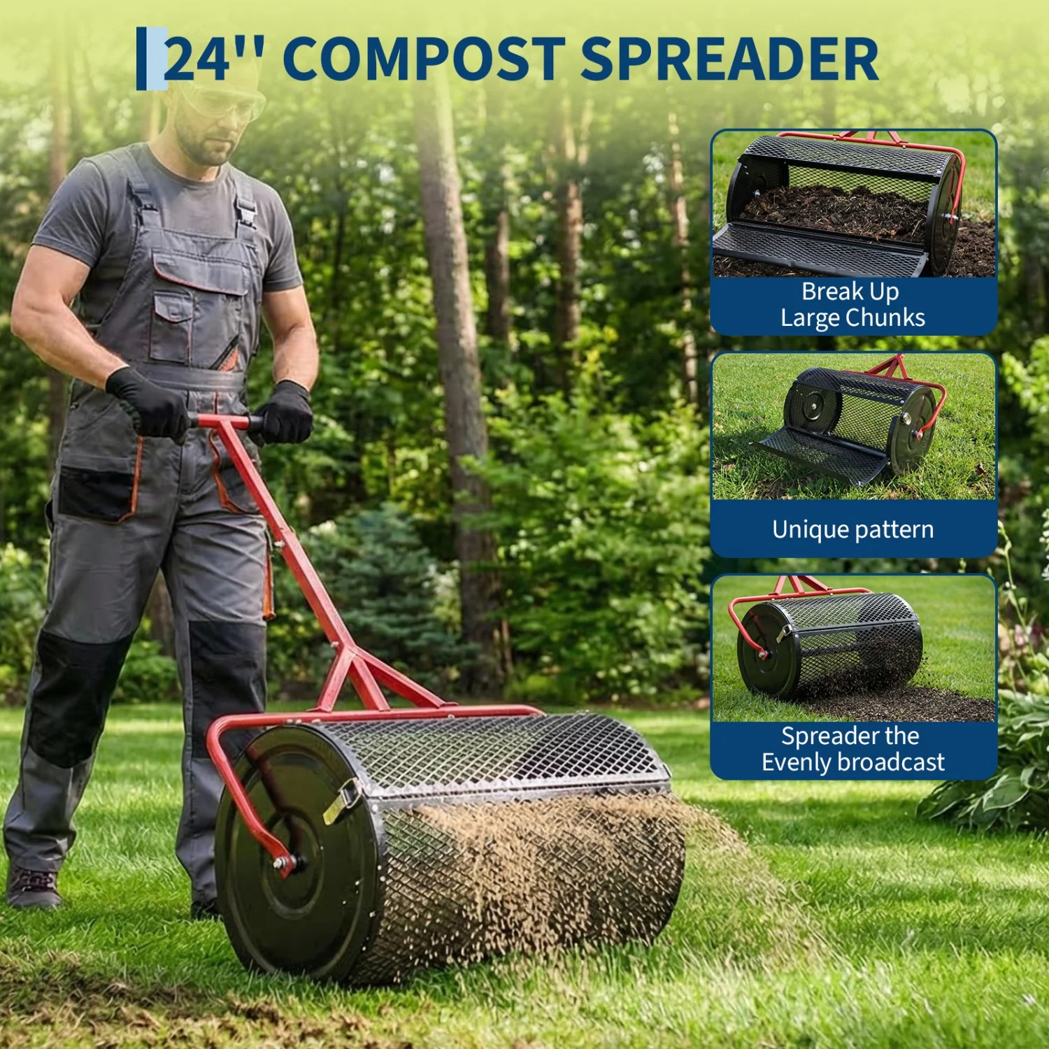 Grass Seed Spreader - موزع سماد، موزع طحالب الخث بعرض