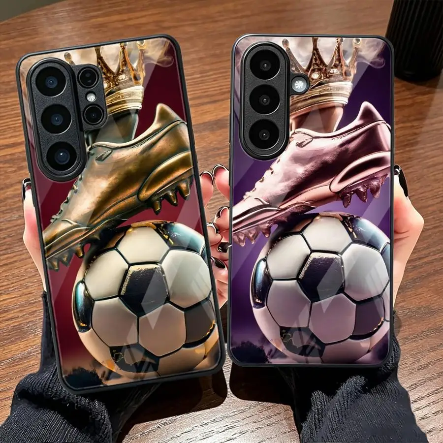Case for Samsung Galaxy S26 S9 S24 S10 S8 S21 S24 Ultra S20 FE S22 S23 Plus Note 8 9 10 20 Glass Phone Cover Football Wins