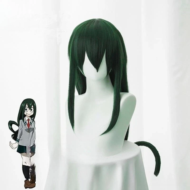 

Парик для косплея My Hero Academia Tsuyu Asui, темно-зеленые длинные прямые волосы для Frog Hero Froppy