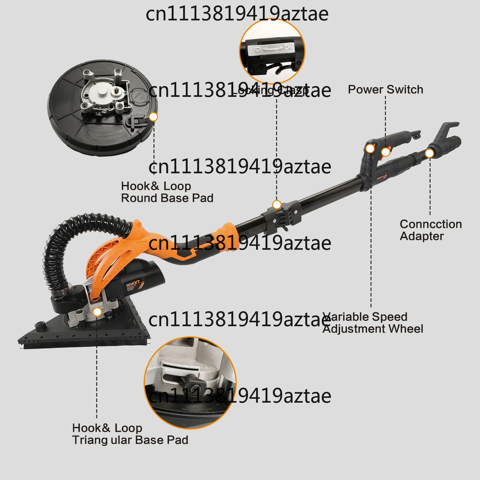600W 225mm Triangle  and Round Pad 2 in 1 9 Inch Drywall Sander
