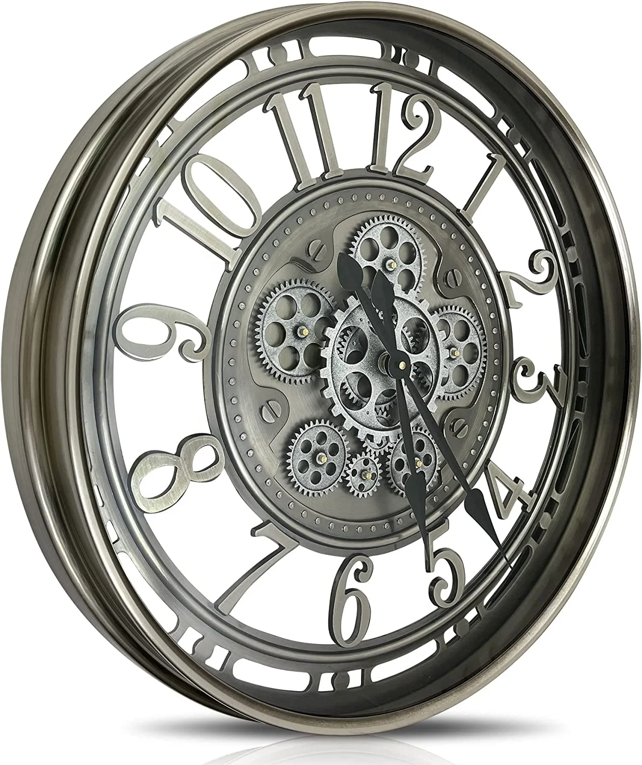 Unlimited Time 21-inch Metal Bronze Bell Mobile Gear Wall Clock Home Living Room Decoration