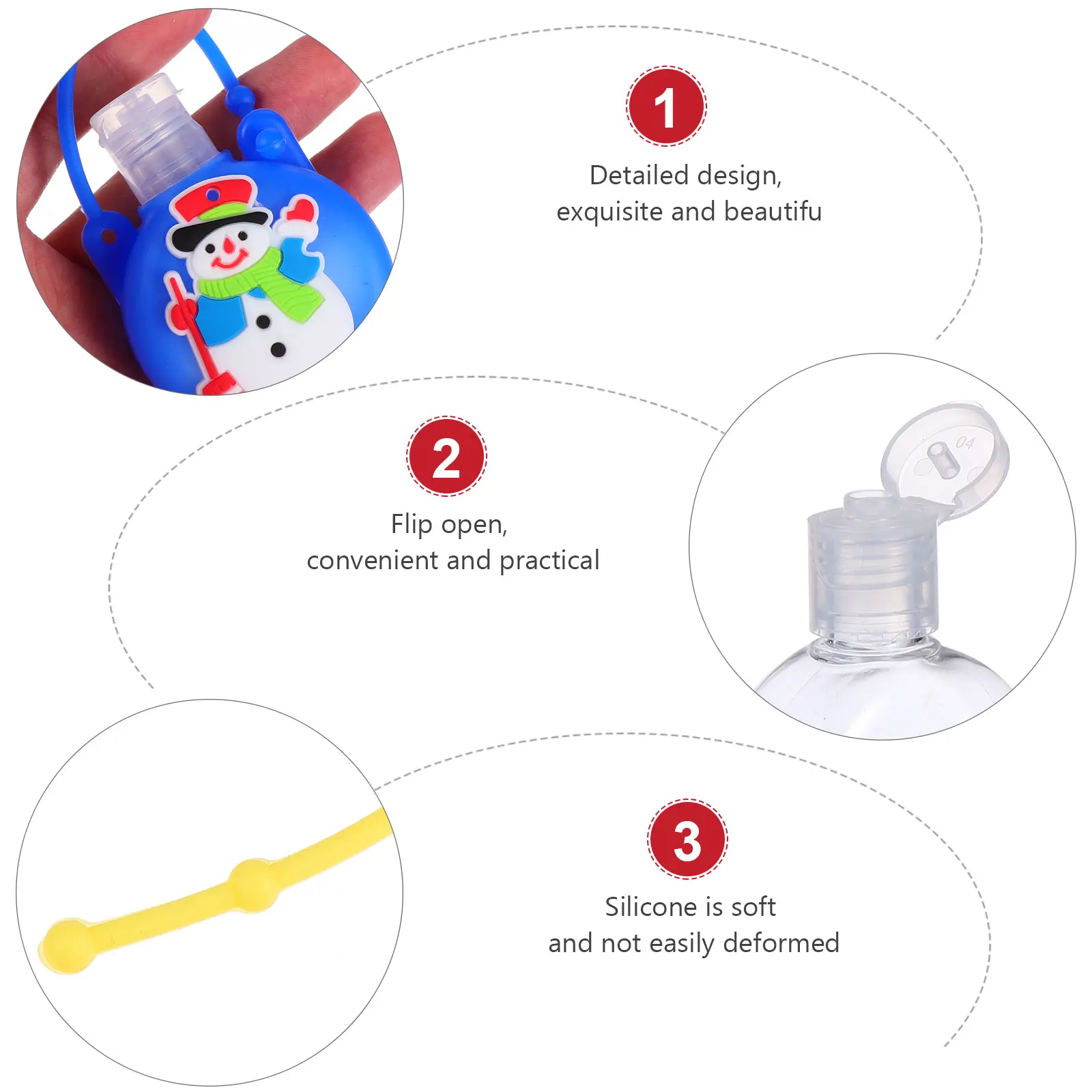 

10 pcs Christmas Portable Bottle Silicone Travel Storage Container For Shampoo Lotion Face Wash Sunscreen Liquid Reusable Empty