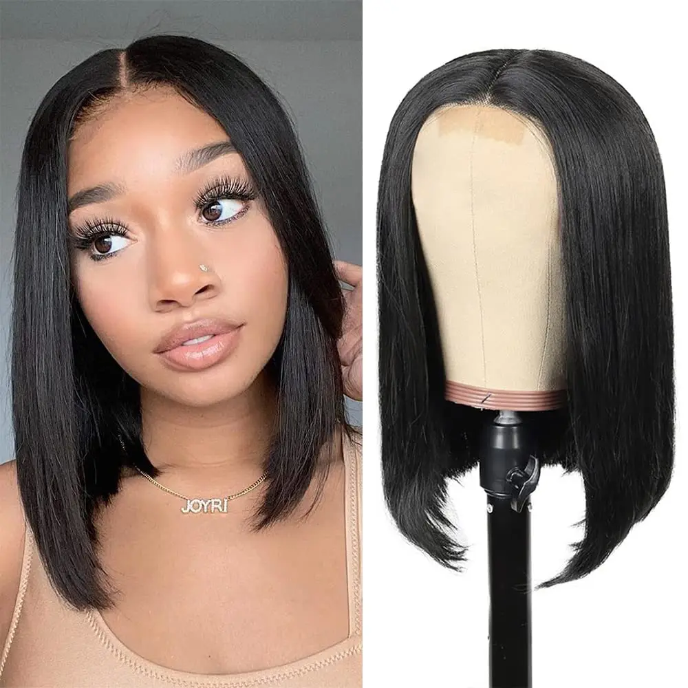 Short Bob Wigs Black Straight Hair for Women Middle Part Straight Hair  synthetic Wigs African Female  Daily