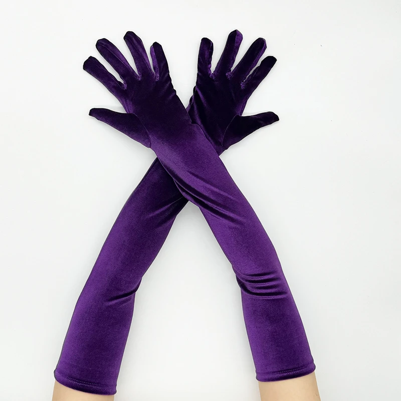 Winter Retro Long Solid Thick Velvet Gloves Ladies Stage Performance Etiquette Party Gloves Suitable For Christmas Shows