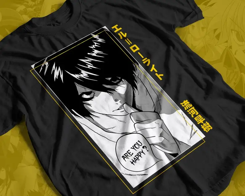 L Anime T-shirt Unisex, Deathnote Manga Lovers Shirt, Graphic Tee, Manga Shirt,