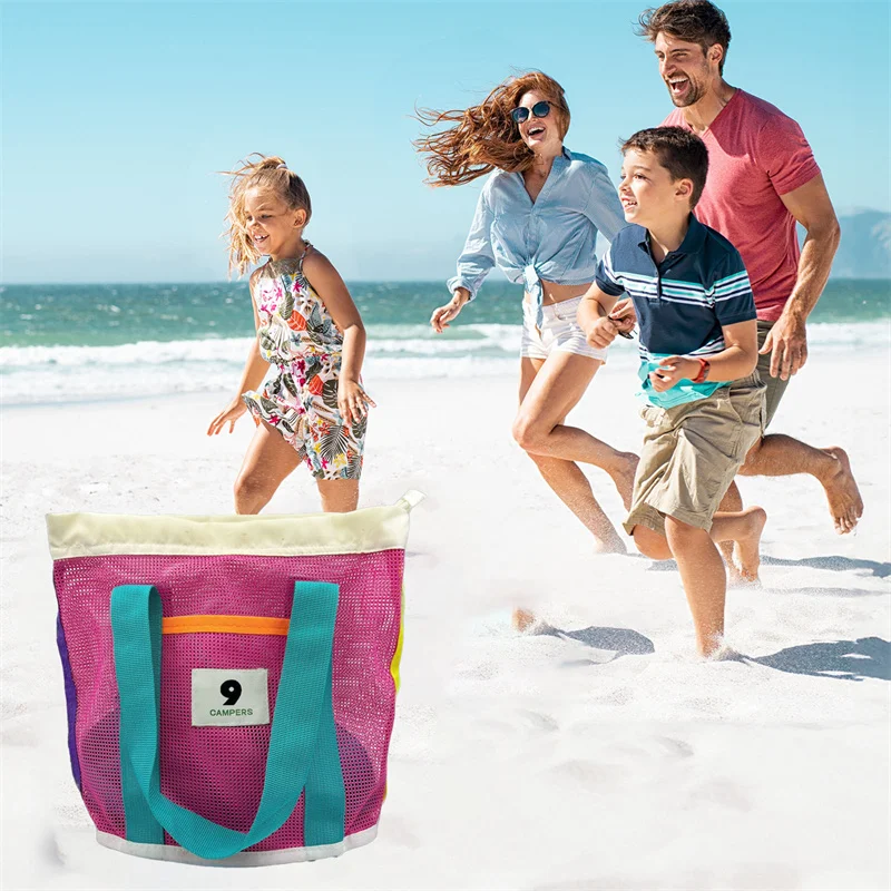Outdoor Strand Mesh Tas Zand Weg Opvouwbare Draagbare Kinderen Strand Kleding Zakken Speelgoed Opslag Diversen Organizer Tas Rugzak