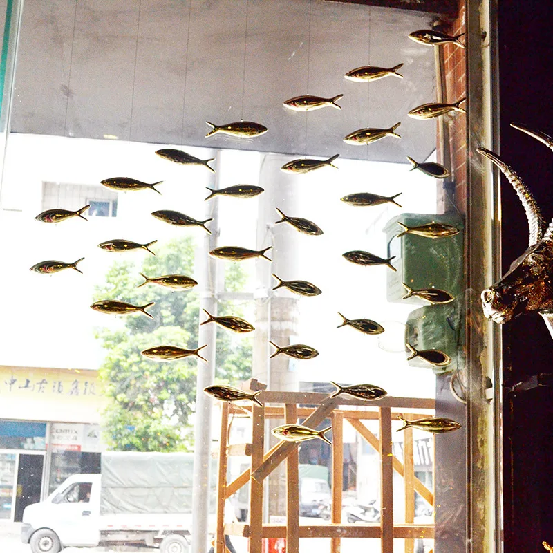 Ceiling Pendant Hotel Lobby Modern Home Decoration Fish Interior Creative Air Pendant ABS Electroplating Small Fish