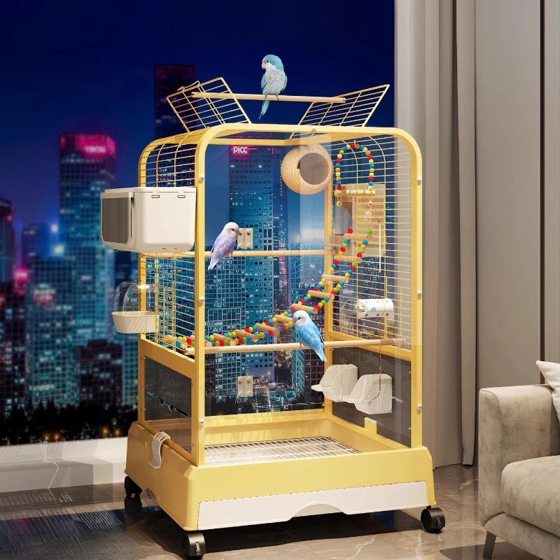 

Большая прозрачная клетка для птиц, просторный домик для волнистых попугаев с панорамным видом и вентиляцией, прозрачный влагозащищенный домик для попугаев для дома