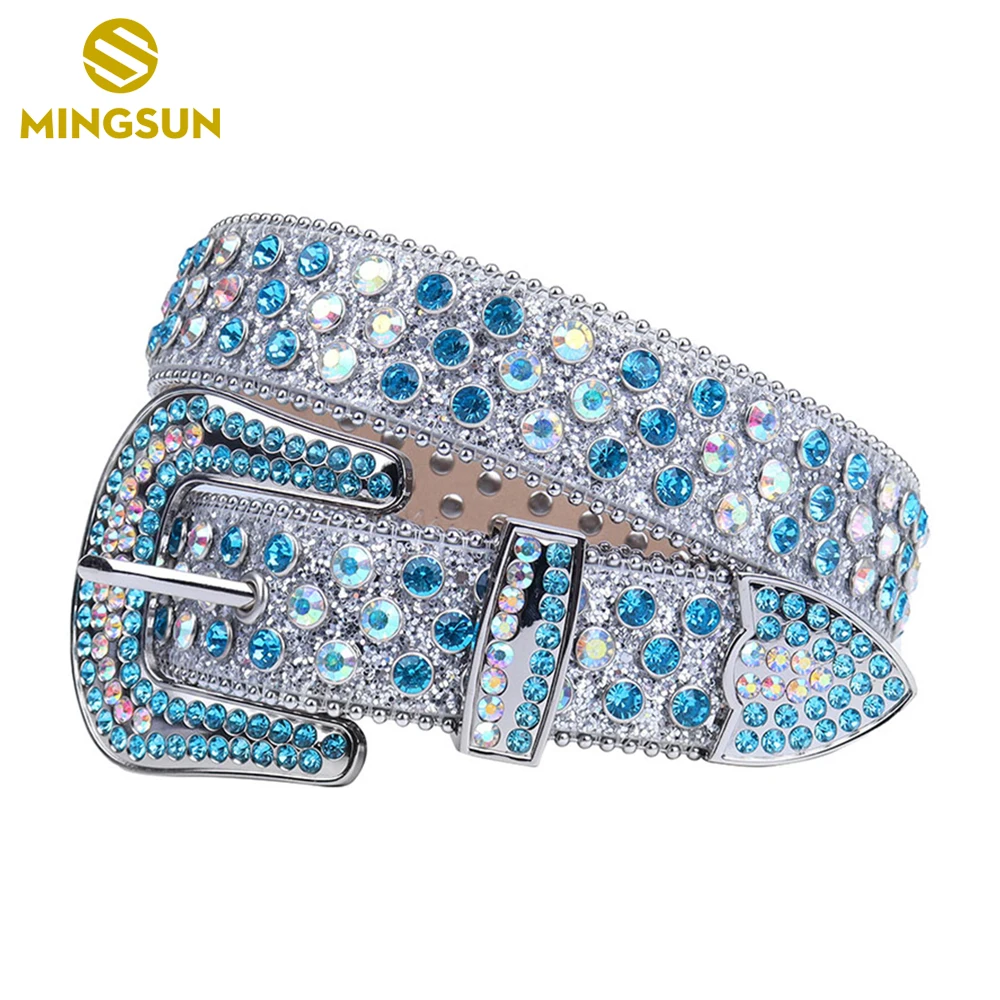 

Western Rinstone Belt for Women Men Cowgirl Bling Belts Silvery Ladies Fashion Studded Belt for Women Rhinestones Belt for Jeans