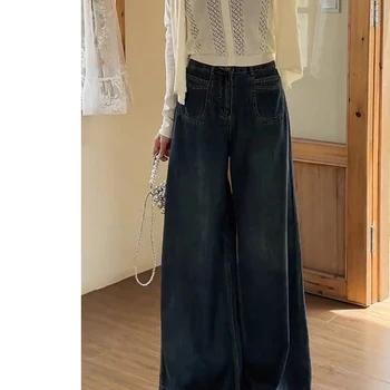 Laid-Back Stretch Fleece-Lined Jeans 여성 플러스 사이즈 루즈핏 슬리밍 벨 하의 트렌디 가을/겨울 시즌 