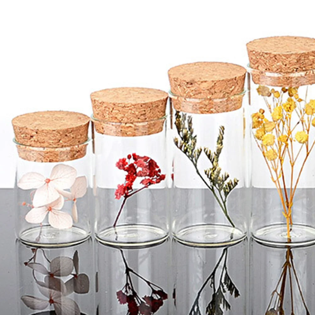 

12Pcs Glass Bottles Wooden Stoppers Clear Reusable Bottles for Wish Storage Loose Tea Candy Household Glass Tubes
