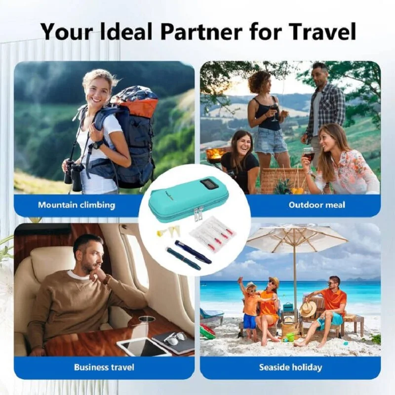 Водонепроницаемый холодильник для инсулина, ежедневный дорожный футляр с 2-мя упаковками для льда и дисплеем термометра, холодильник для диабетиков, холодильная сумка для лекарств