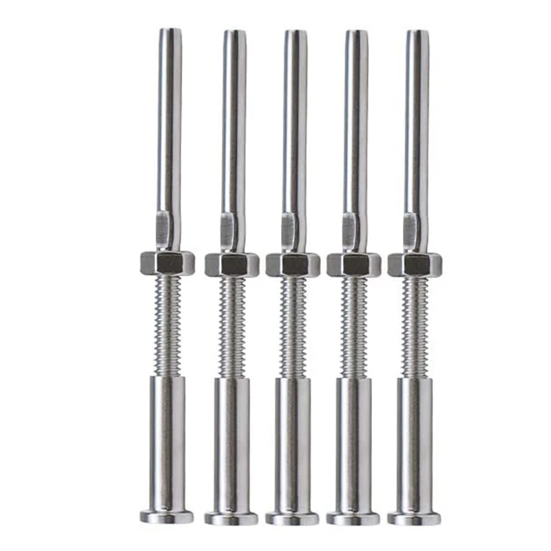 20Pcs Invisible Turnbuckle Hand Swage Threaded Stud Tension Hex Head End Fitting Receiver Terminal For 1/8 Inch Cable Railing