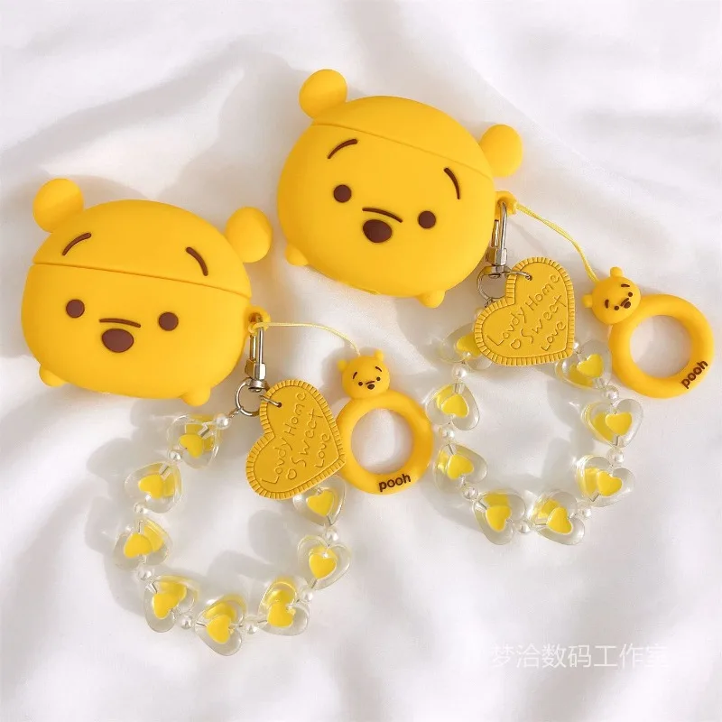 디즈니 러브 체인 귀여운 곰돌이 푸우 Apple AirPods 3세대 Pro 보호 케이스에 적합1/2 블루투스 이어폰 커버