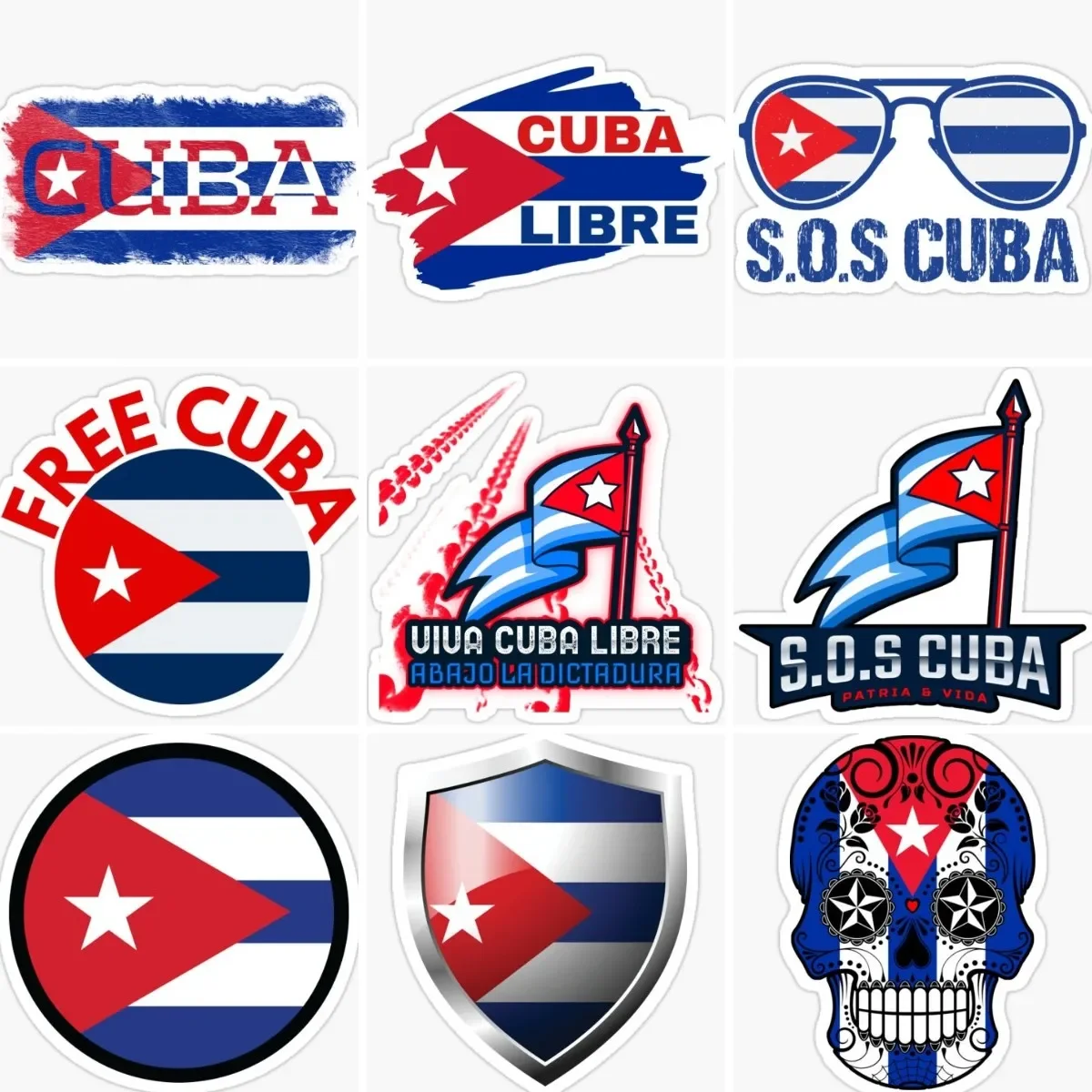 

Vintage Cuba Viva Flag Skull Emblem Creative Stickers Car Helmet Motorcycle Waterproof Laptop Bicycle Wall PVC Decal Assecories