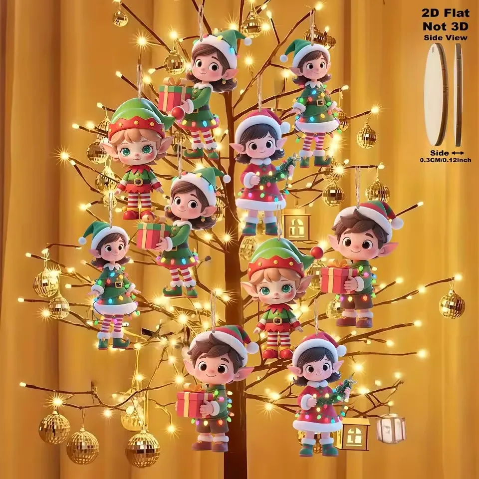 10 teile/satz Weihnachten Holz Anhänger Nehmen Die Geschenk Weihnachten Baum Hängen Ornament Perfekt für Weihnachten Party Decor Hause Neue Jahr geschenke – Detail 3