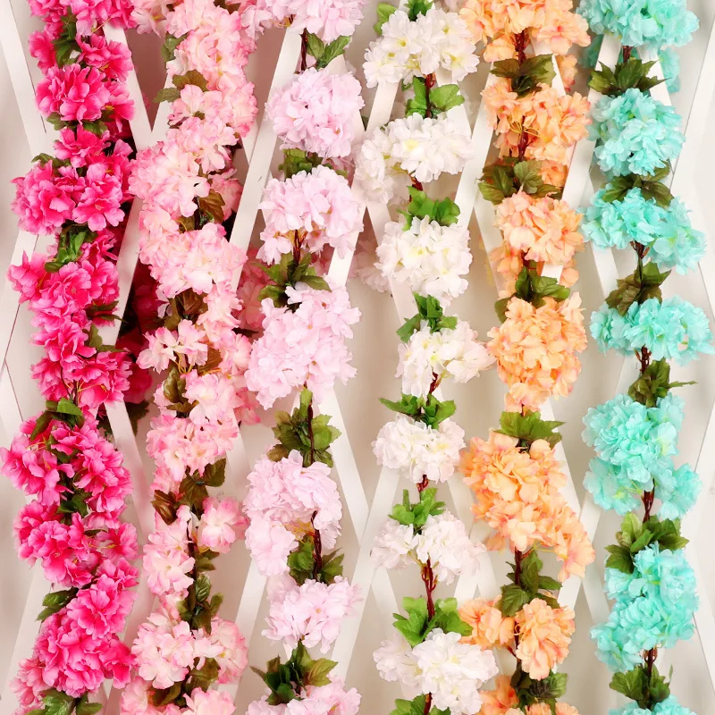 Gefälschte Kirschblüten-Ranken, künstliche Frühlingsblumen für draußen, hängende Seidenblumengirlande, Hochzeit, Party, Zimmer, Heimdekoration – Detail 2