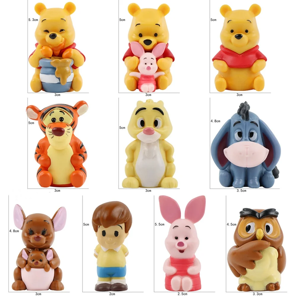 10Pcs/Set Anime Cartoon Winnie The Pooh Action Figure Toy Pooh Bear Tigger Eeyore Piglet Action Figure Doll Toys Christmas Gift