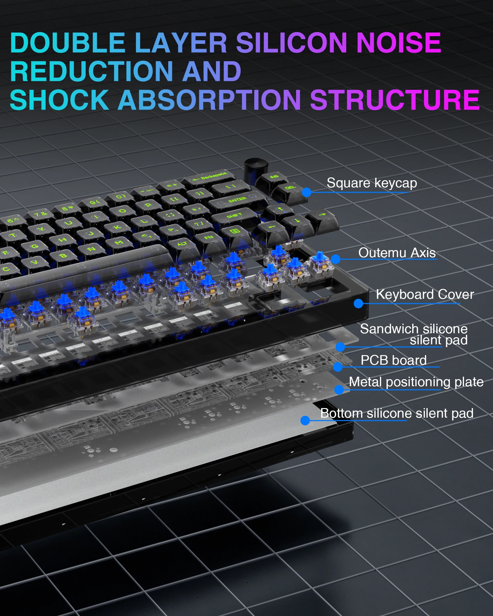 Imagem -04 - Teclado Macro Personalizado Rgb Transparente com Fio Jogos Mecânicos Hotswap 65 Layout Slakaka-sk966