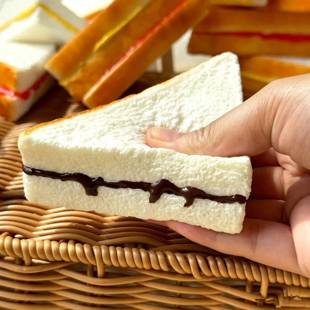 Creative PU Sandwich Model Soft Photography Prop Realistic Fake Bread Food Artificial Pressing Kitchen Home Decor