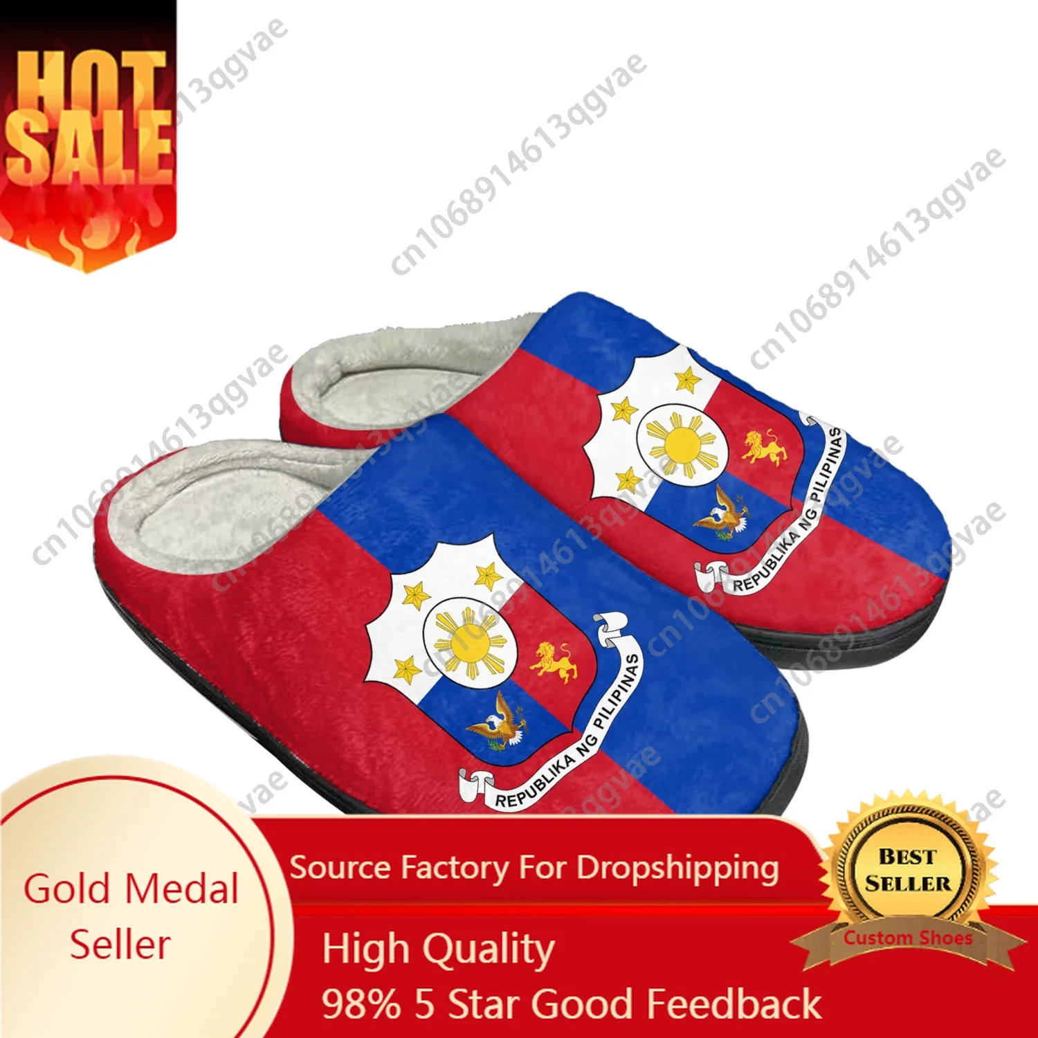 

Philippine Flag Home Cotton Custom Slippers Mens Womens Sandals Philippines Plush Bedroom Casual Keep Warm Shoes Thermal Slipper