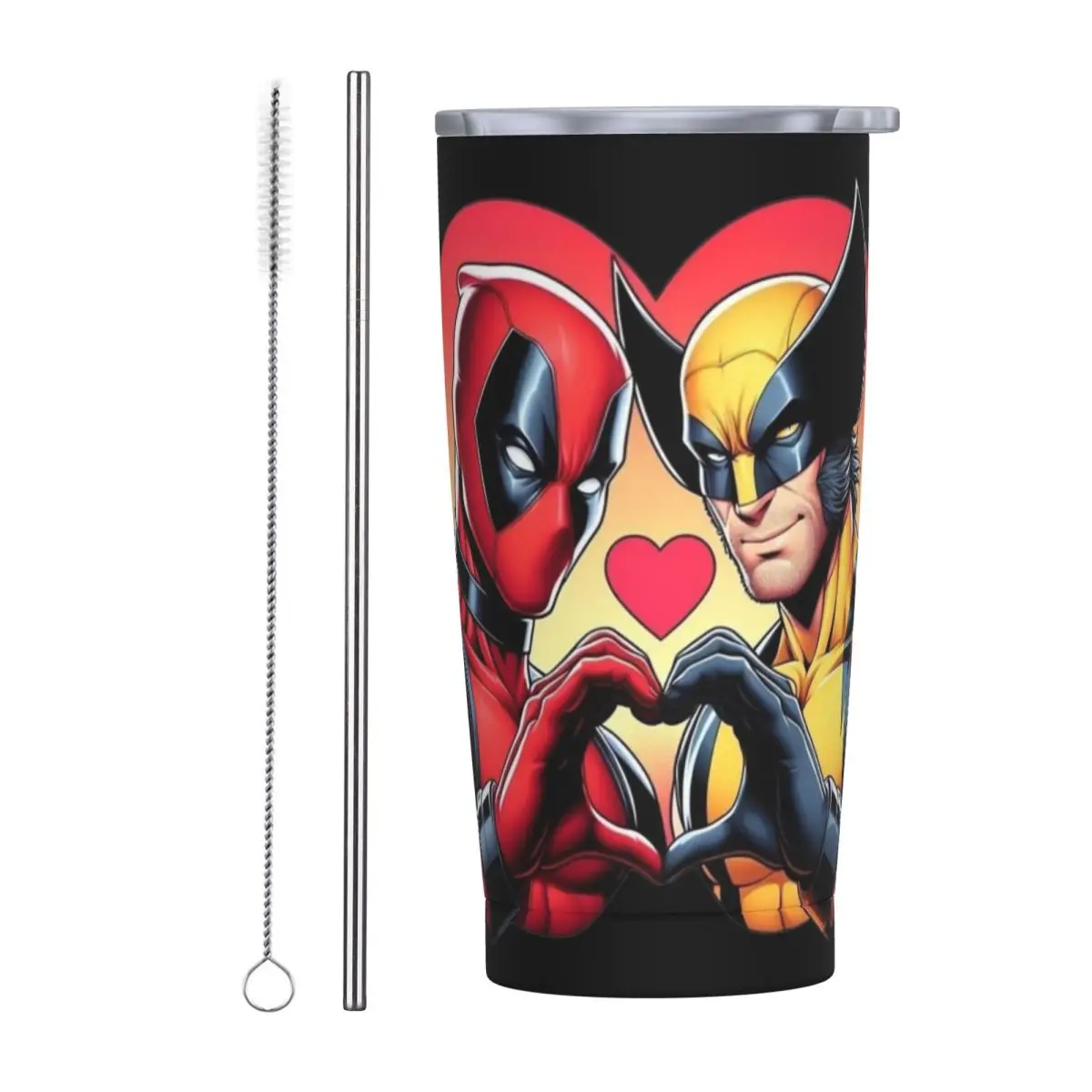 

Deadpool And Wolvierine Best Friends Tumbler Vacuum Insulated Thermal Cup with Lid Straw Smoothie Tea Mugs Water Bottle