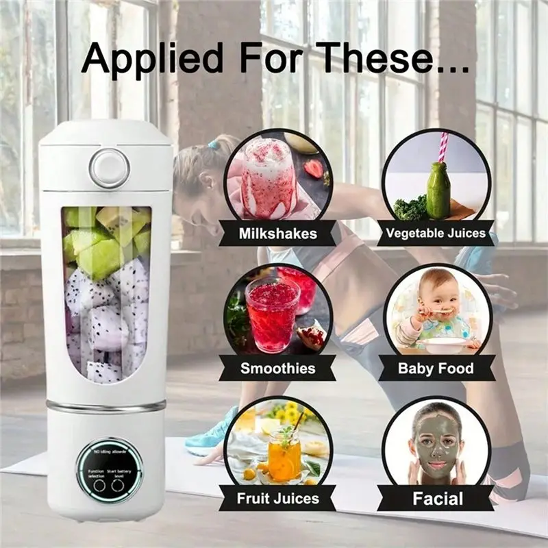 ABUH-Portable Juice Maker  Blender For Shakes Smoothies 700ML  12-Blades Fast Mixing 2 In 1 Blender Personal Juicer 7.4V C