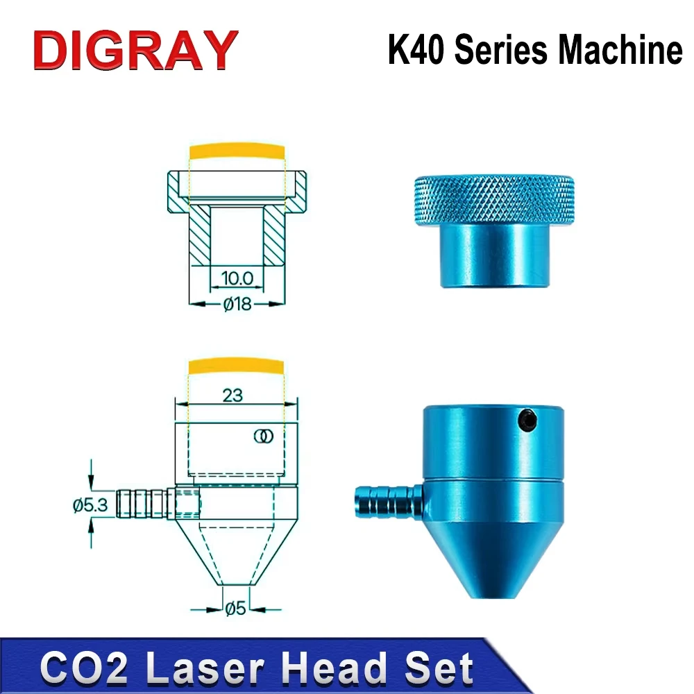 DIGRAY CO2 Laser Head for K40 Series Laser Engraving Cutting Machine Lens Dia：12mm & 16mm &18mm FL: 25.4mm & 50.8mm Mirror 20mm