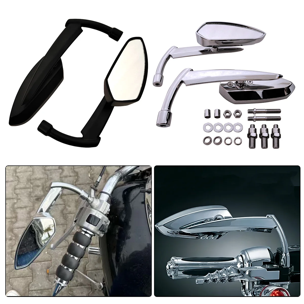 

Motorcycle Rear View Side Mirrors For Honda Shadow Spirit pour VT 400 750 1100 VTX 1300/1800 Steed VLX 400 600 Magna VF250 CM125