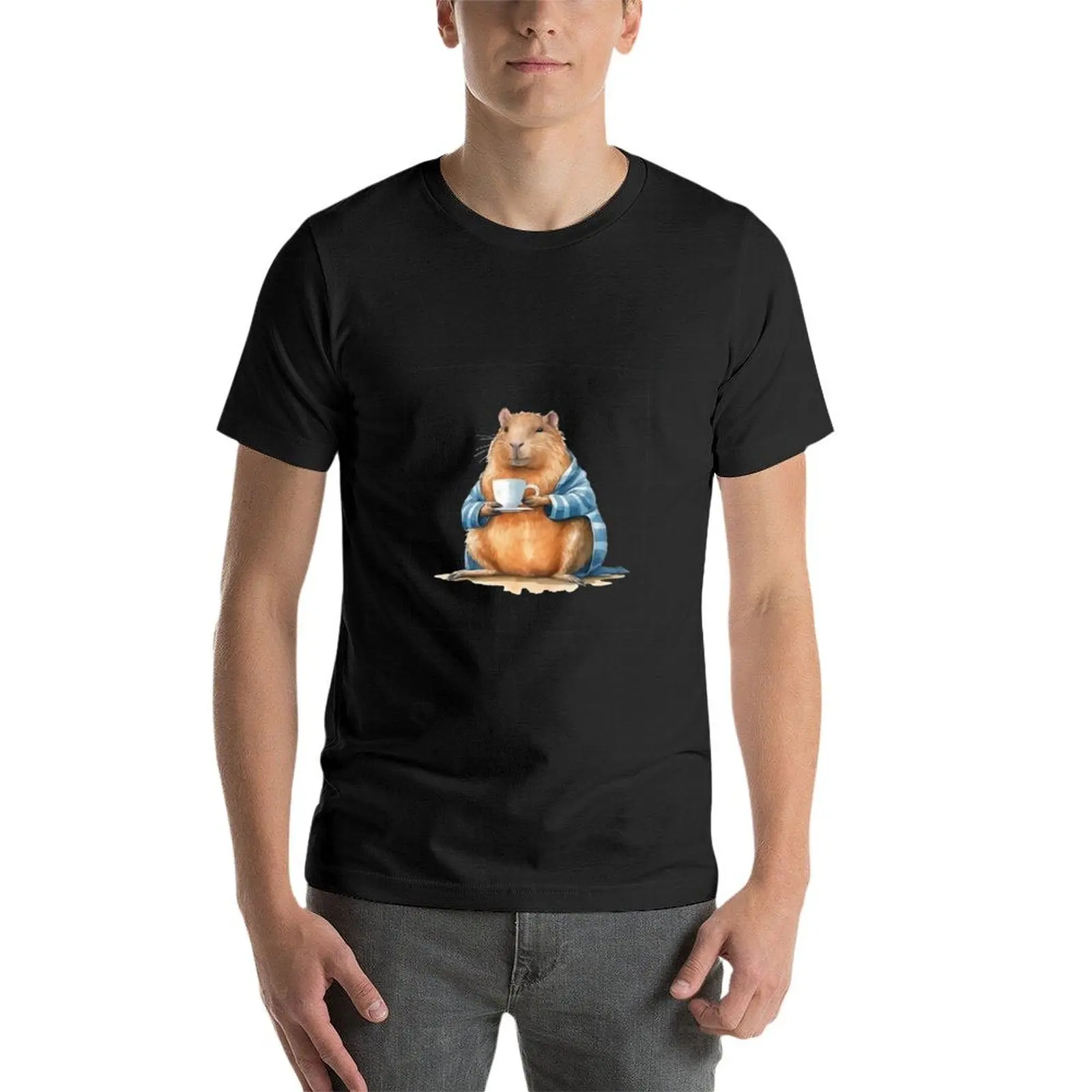 T-shirt da tè mattutino accogliente per criceti taglie forti abbigliamento kawaii magliette da uomo