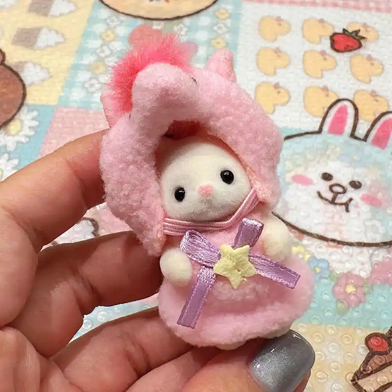 New Sylvanian Families Forest Unicorn Chef Baby Penguin Baby Rabbit Christmas Toy Girl Flocking Doll Decoration Ornaments Gifts