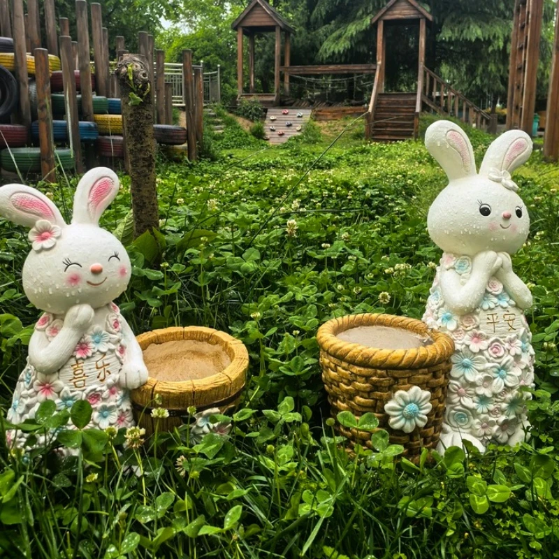 

Adorable Rabbit Bonsai Pot Whimsical Succulent Flower Pot for Garden Cute Animal Decoration Outdoor Cartoon Sculpture for Patio