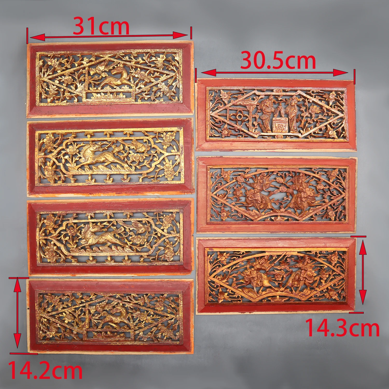 Old Wooden Carving Panels from Canopy bed, Wall Decoration