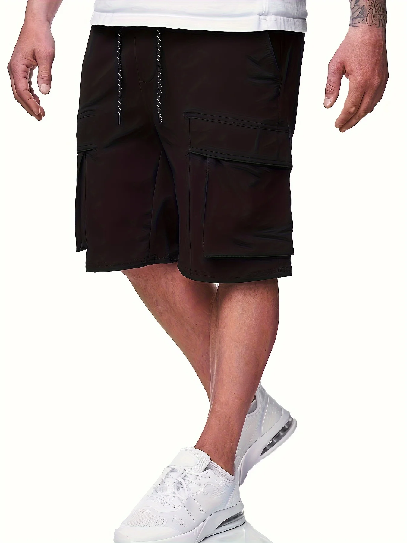 Calções casuais masculinos de trabalho, tamanho médio, bolso grande, esportes, armazém, calças 5/4, moda, 2024