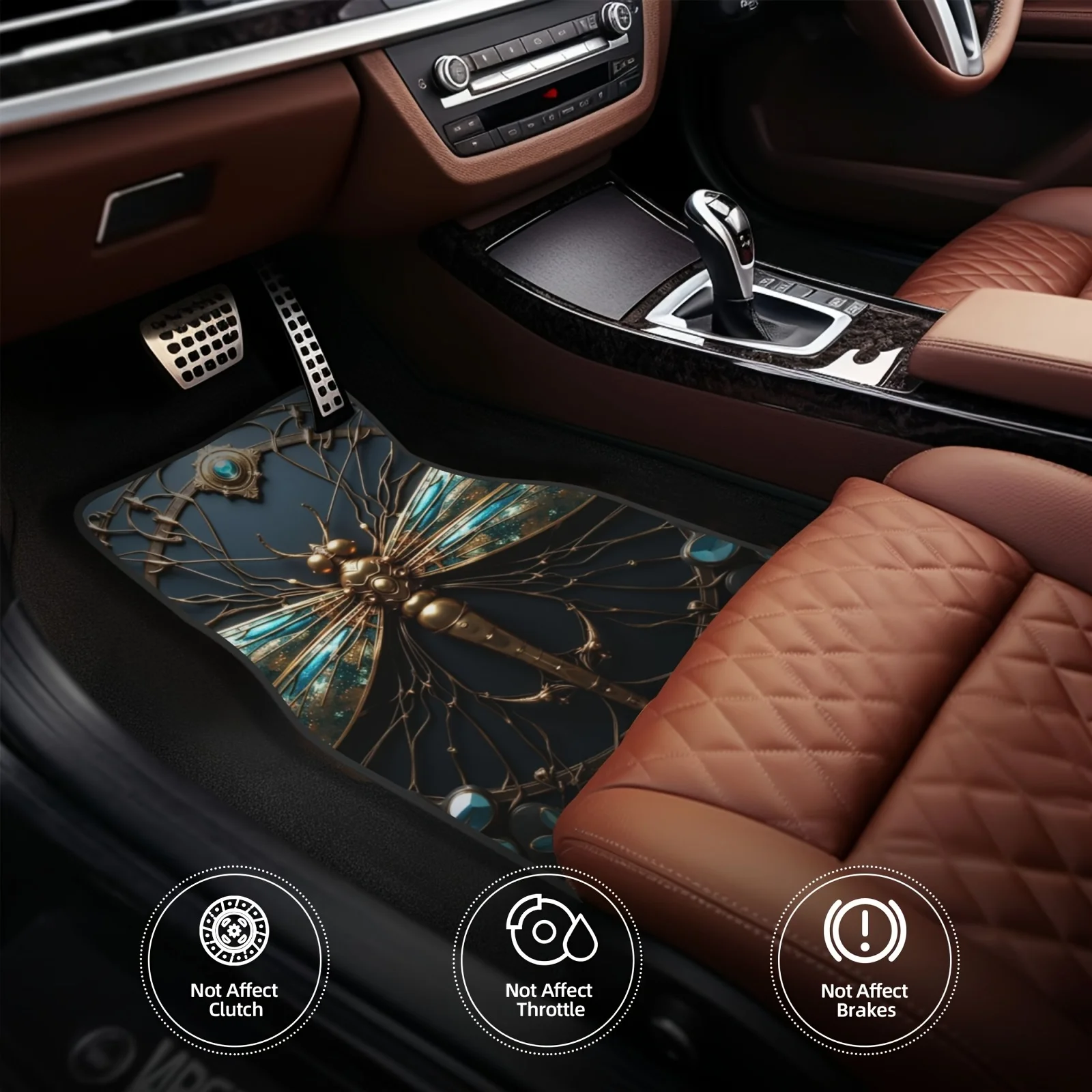4pcs Dragonfly Pattern Car Floor Mats, Universal Fit For Sedans And Suvs, A Neutral Stylish Gift, Vehicle Accessories, Car Inter