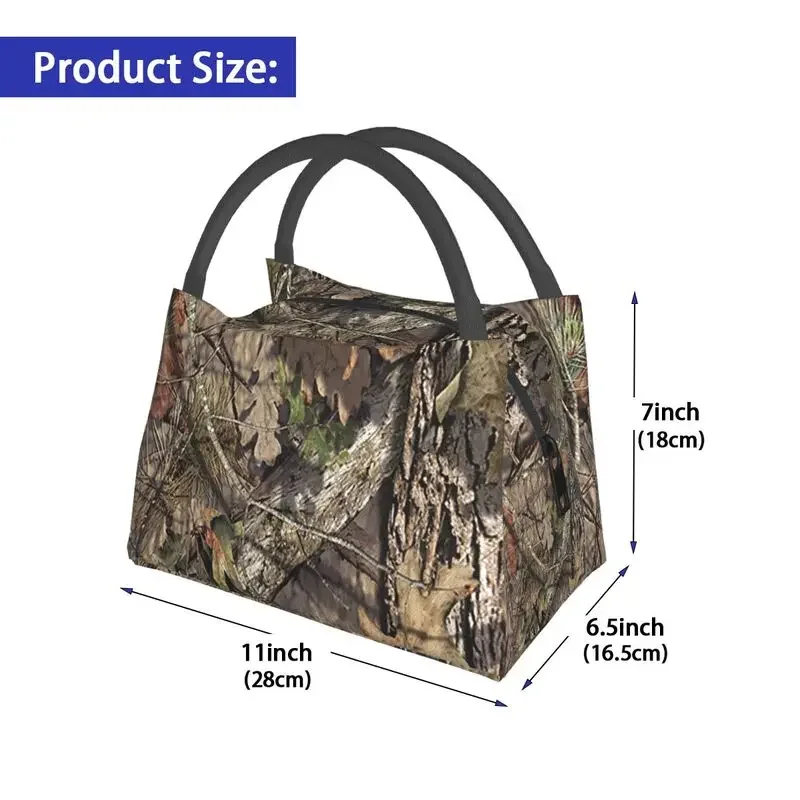 Hunting Camo Camouflage Pattern Insulated Lunch Bags for Women Leaves Woods Season Portable Thermal Cooler Food Lunch Box