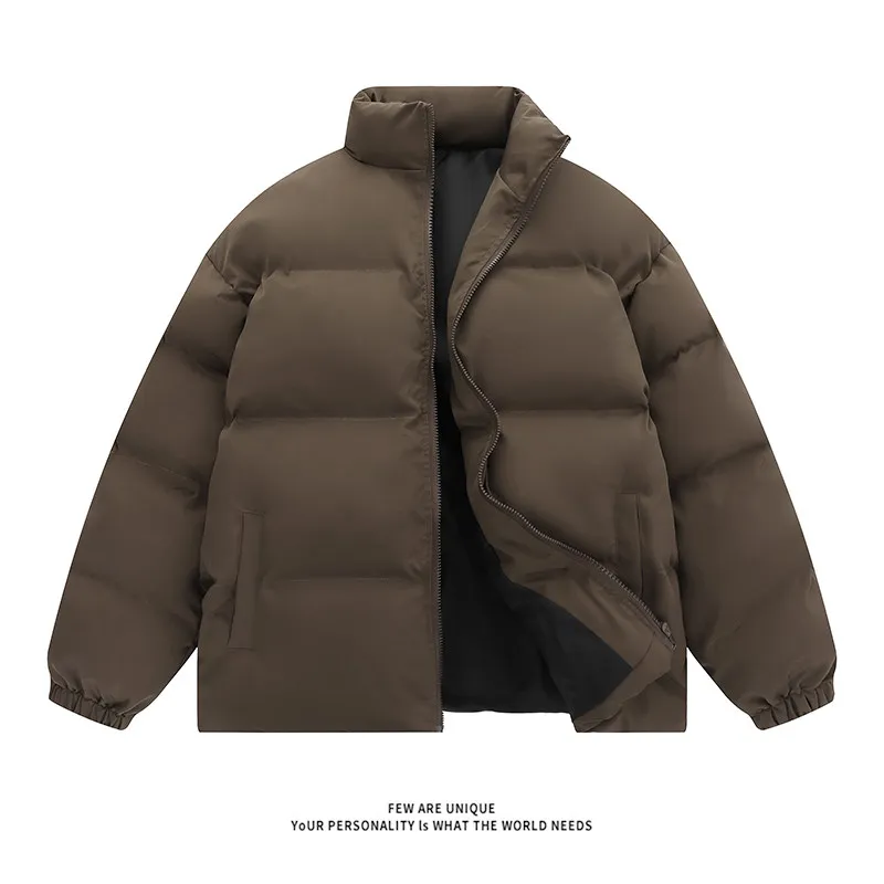 

Bla Stand Collar Thiened Fce Lined down Cotton Jaet Men's Winter Coat Warm Youth Casual Outerwear Bread Sle
