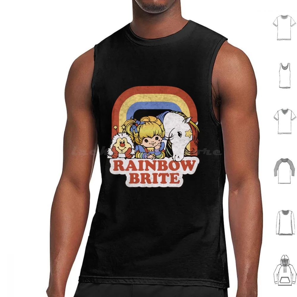 Rainbow Brite Camiseta sin mangas con estampado de algodón Rainbow Brite Rainbow 80s Retro Vintage dibujos animados 90s lindo Nostalgia