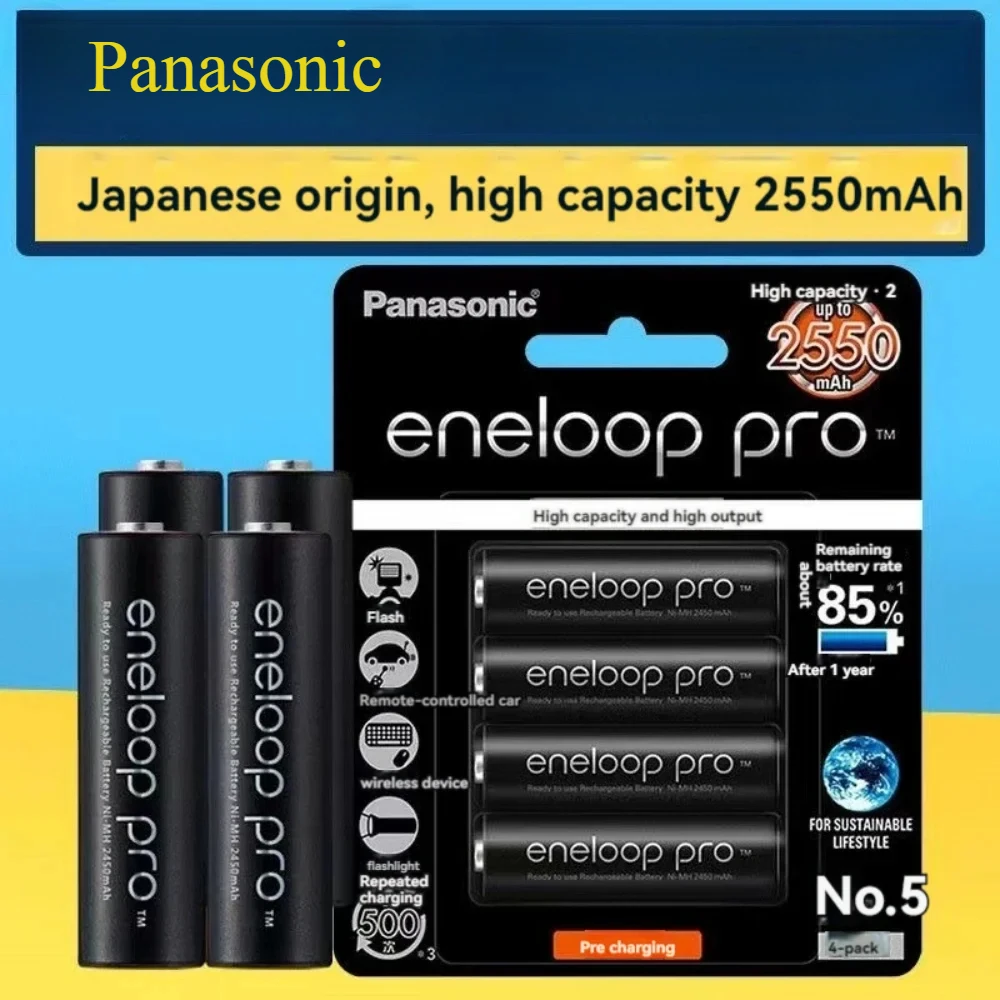 

Panasonic Eneloop - aste PRO RECHARGEABLE AA batterie 100% Original 2550mah 1.2v nickel pour appareil photo souris climatisation