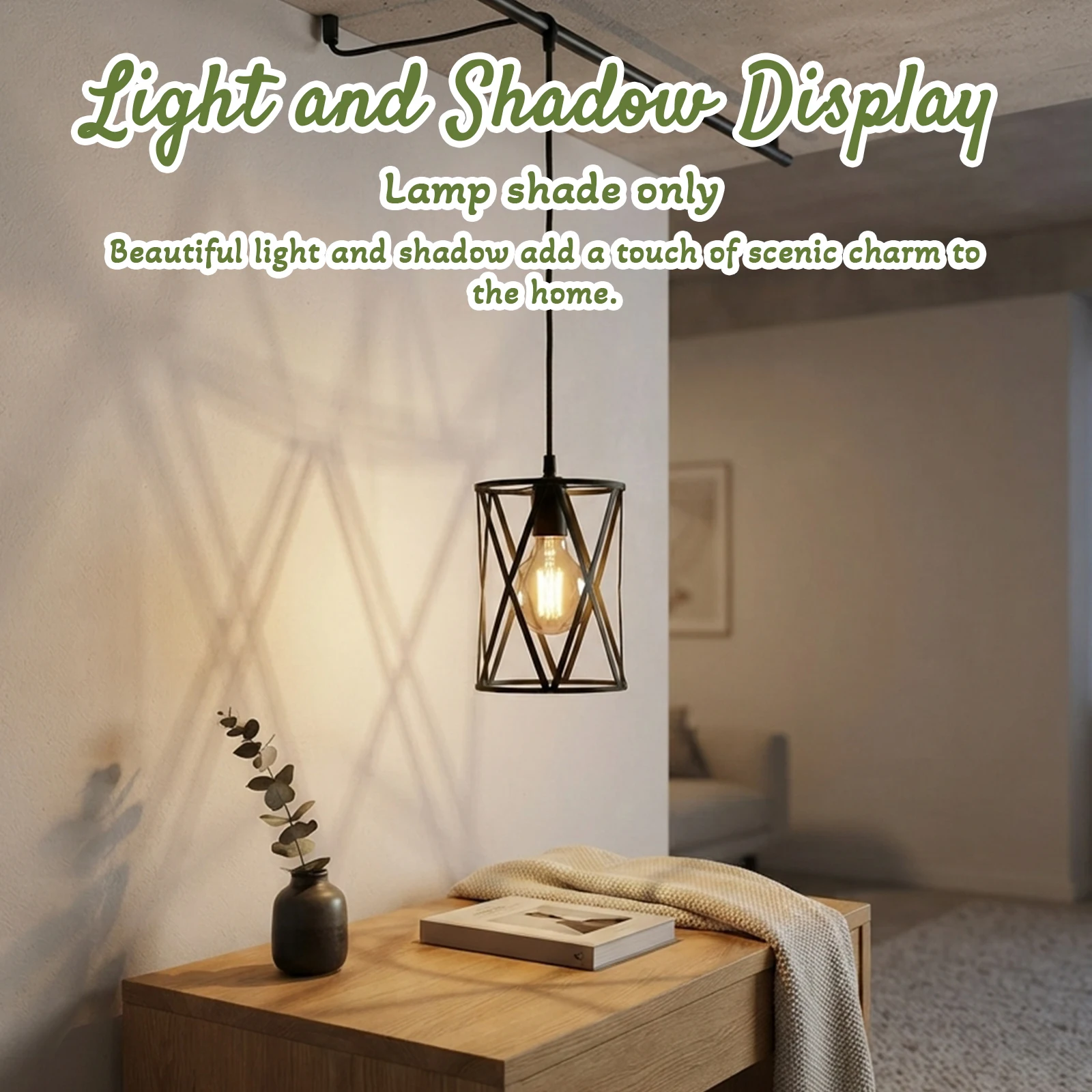 Black Metal Diamond Cage Lamp Shade, X Cross Hourglass for Pendant Table Wall Lamp Replacement